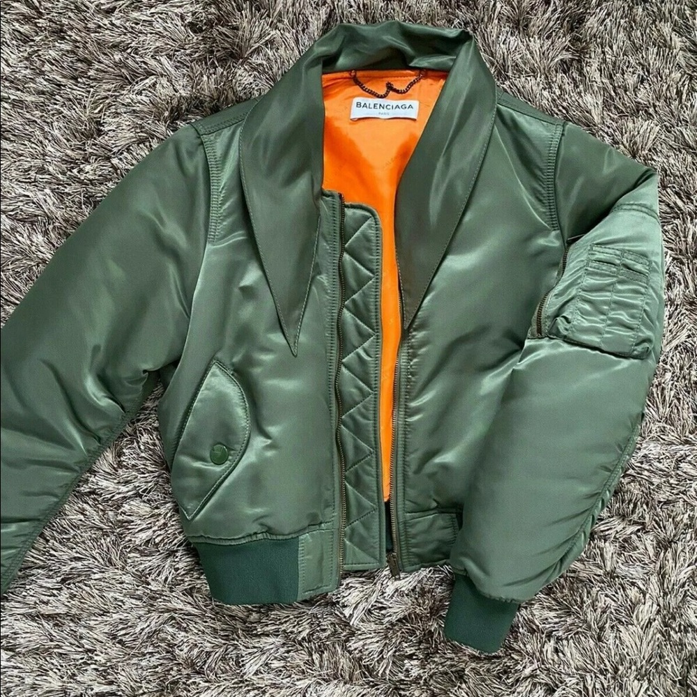 Balenciaga Scarf Tie Bomber Jacket $2210 Sz 36 XS
